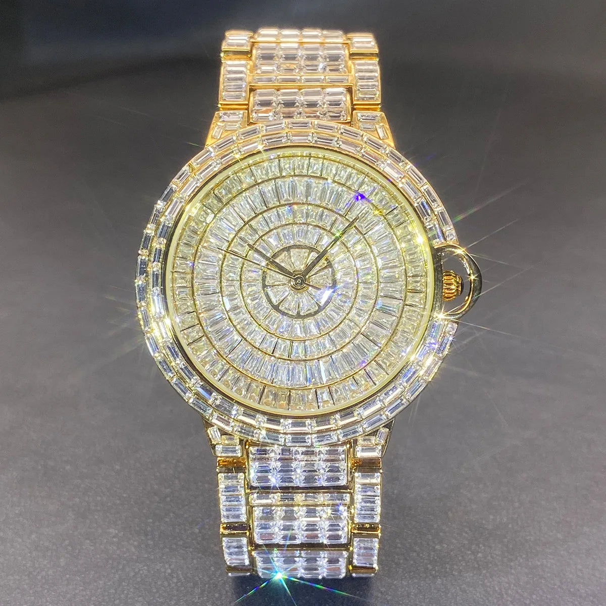 PLADEN Orologio di Lusso Quadrato con Diamanti Incastonati, Cinturino in Acciaio Lucido e Confezione Regalo, Impermeabile, Orologio da Uomo Stile Hip-Hop