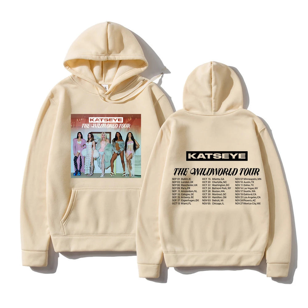 Felpa con Cappuccio KATSEYE THE WILDWORLD TOUR 2026 PINKY UP 2 Album, Abbigliamento Autunno Inverno per Donne, Felpa Vintage per Regali ai Fan