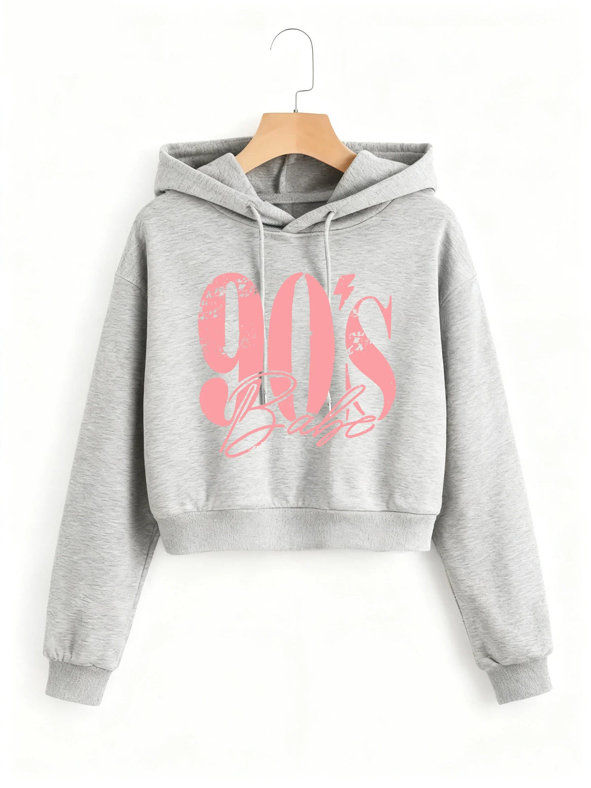 Felpa Corta con Stampa Lettere Stile Anni '90, Top Corto con Cappuccio, Felpa Y2k, Abbigliamento Casual Gotico per Autunno Inverno
