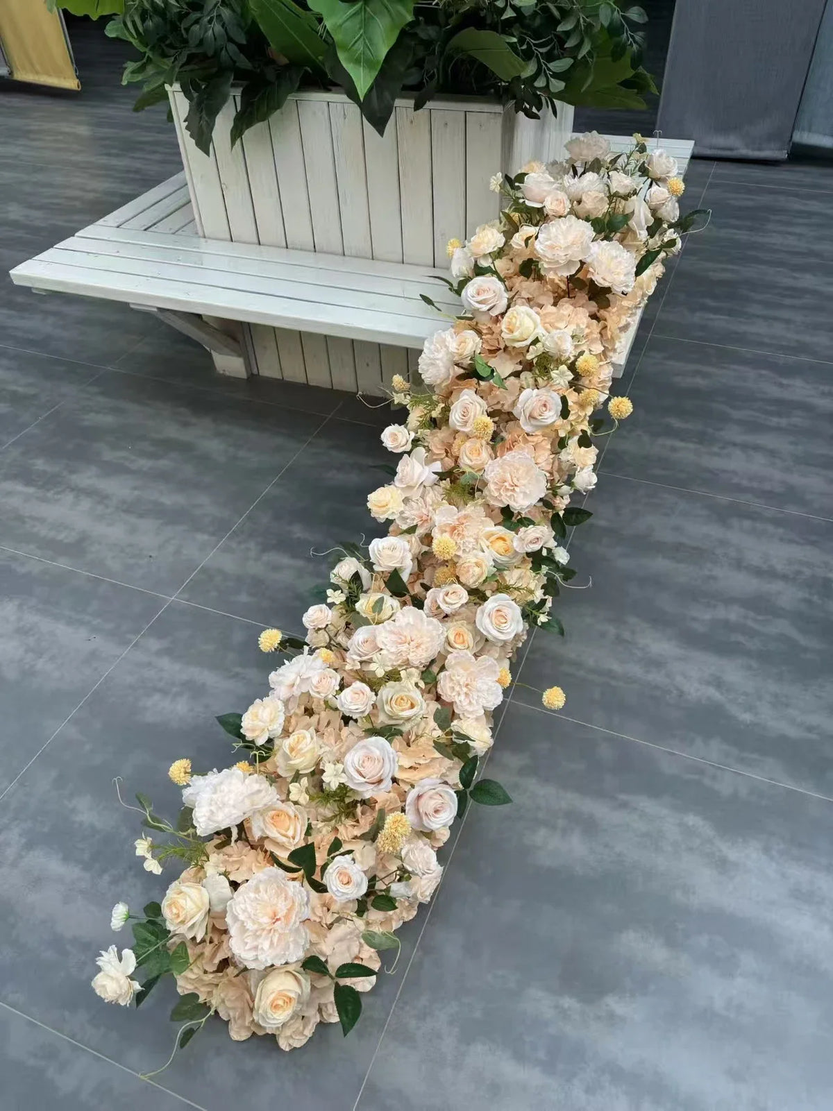 Custom Artificial Flowers Strips Arrangement Event Backdrop Arch Decor Wall Hanging Floral Row Table Sofa Runner Wedding Props