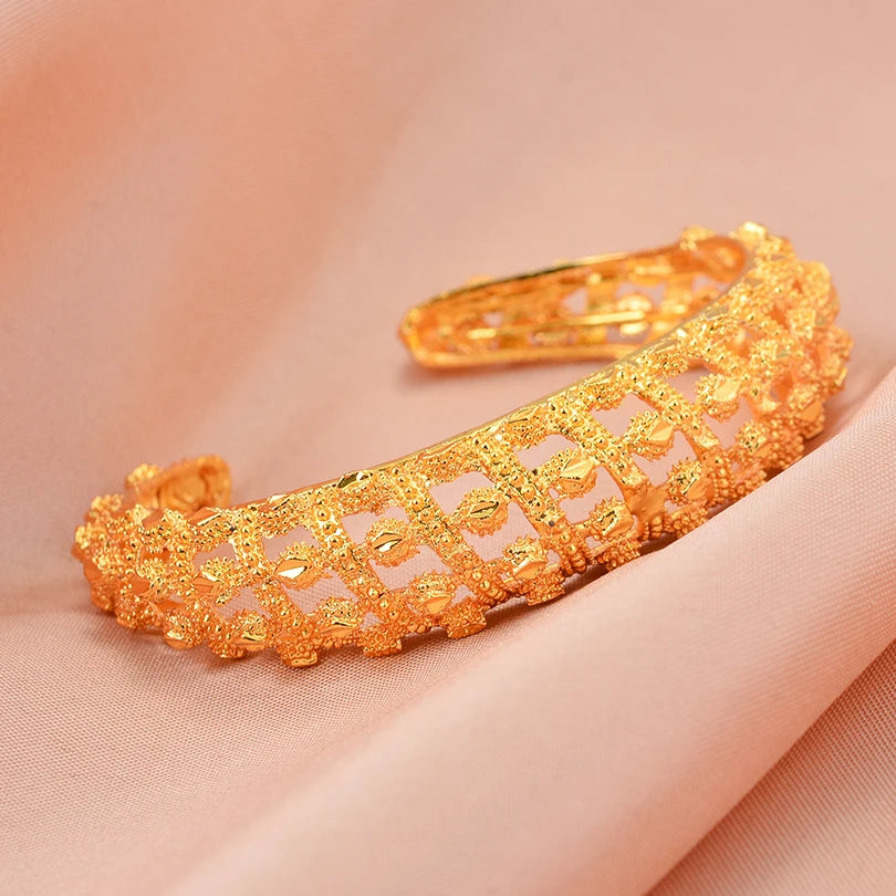 Bracciali color oro di Dubai per donne, bracciale etiope da sposa di Dubai, bracciale africano, gioielli arabi, bracciale con ciondoli dorati