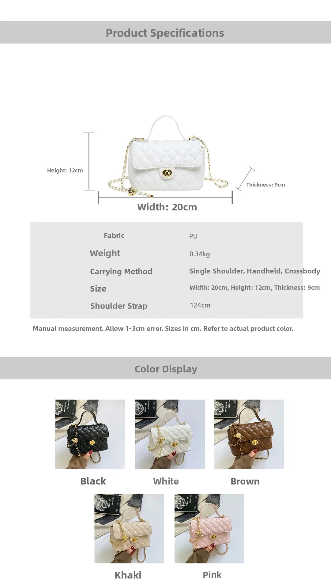 Borsa a Tracolla alla Moda con Catena, Stile Diamantato, Piccola Borsa a Spalla da Donna, Borsa di Lusso con Sensazione Elegante