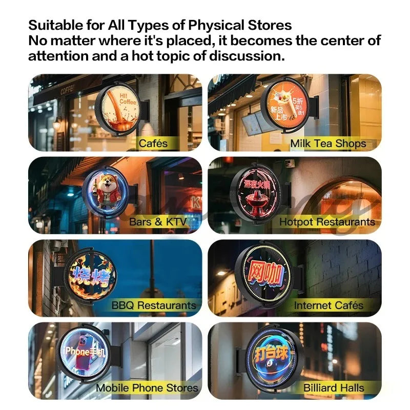 Outdoor Wall Mount Waterproof 3D Hologram LED Fan Display Single/Double Side Display 3D Hologram Advertising Equipment