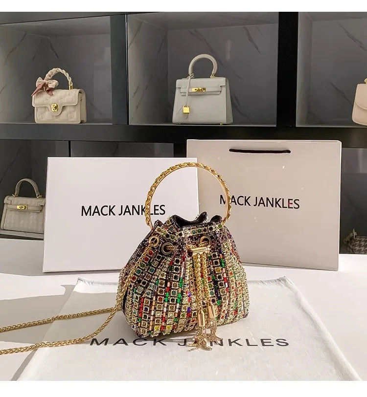 Borsa da donna di design di lusso Borsa con pochette con diamanti lucidi glitterati Borsa per banchetti per feste di nozze Borsa da sera con strass di cristallo