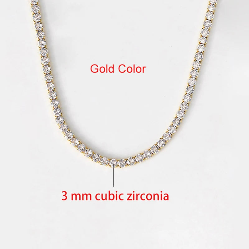 Collana girocollo semplice ghiacciata da tennis CZ per donna uomo catena corta in cristallo sul collo accessori tendenza Hip Hop gioielli OHN016