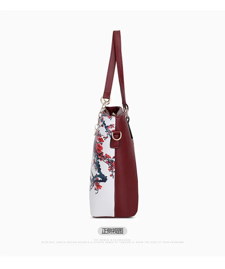 Borse a tracolla da donna con stampa floreale in stile cinese Set borsa composita pratica femminile Set da 6 pezzi marca di design Bolsa