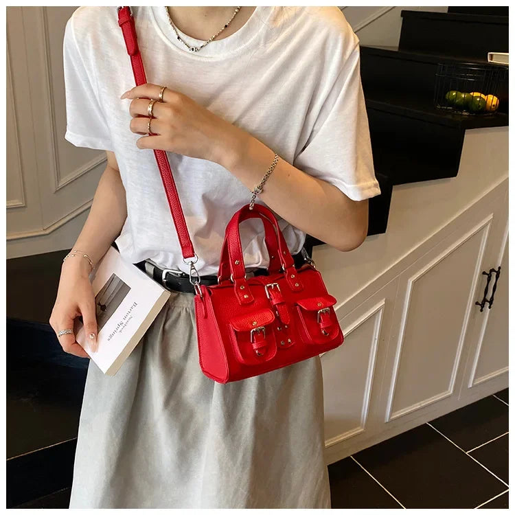 Borsa a Tracolla Stile Retrò Europeo e Americano, Borsa a Spalla Singola con Motivo Lychee, Borsa Messenger da Donna