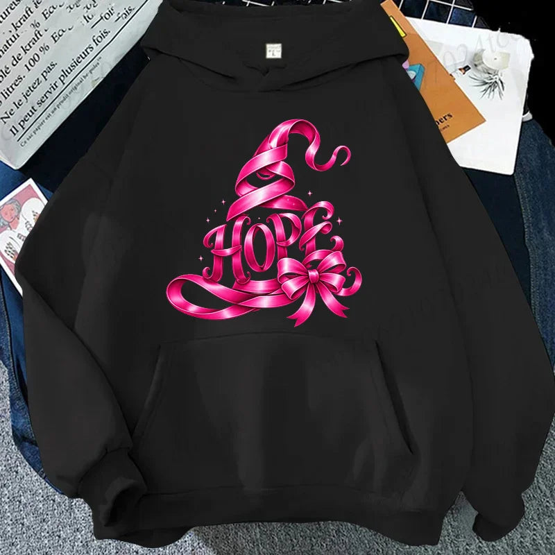 Felpe con cappuccio da donna per l'autunno, nuove felpe rosa con cappello da strega, tema Cancro al Seno, stile High Street, top da uomo, taglie forti, pullover con cappuccio.