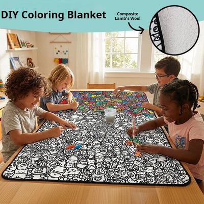 DIY Coloring Blanket with Markers, Color Your Own Blankets, Customizable Washable Coloring Blanket DIY Birthday Arts and Gifts