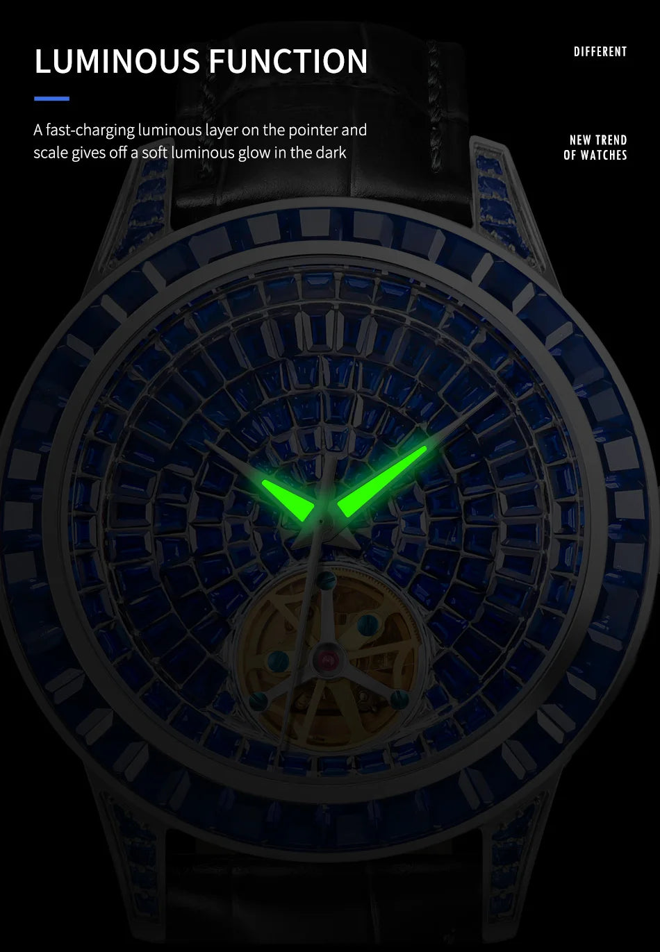 PINDU Design NUOVO Orologio Meccanico da Uomo 42MM con Quadrante Diamantato, Acciaio Inossidabile, Impermeabile, Automatico, Lusso di Alta Gamma