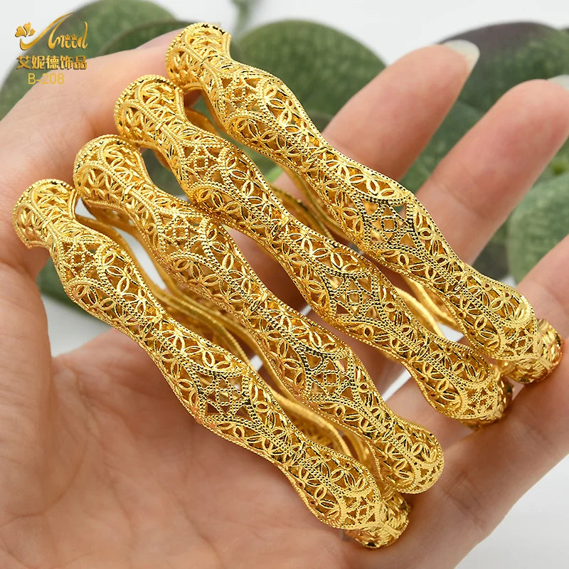 Braccialetti donna africana Dubai Color oro 24k bracciale gioielli indiani per le donne braccialetti arabi con ciondoli da sposa marchio di lusso