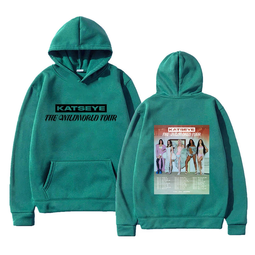Felpa con Cappuccio KATSEYE THE WILDWORLD TOUR 2026 PINKY UP 2 Album, Abbigliamento Autunno Inverno per Donne, Felpa Vintage per Regali ai Fan