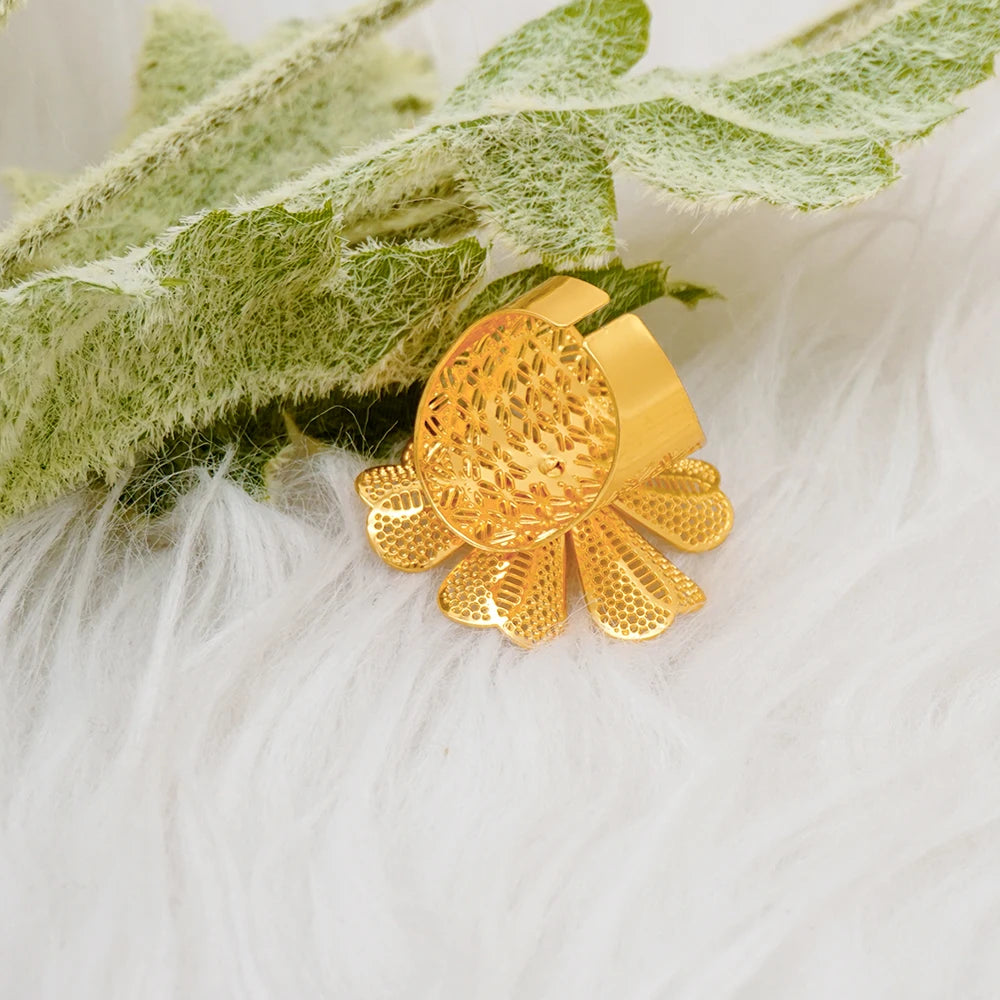 Bracciale color oro Dubai con anello per donna Bracciale con polsino a catena con ciondoli Bracciale indiano Arabo Francia Regali di gioielli da sposa