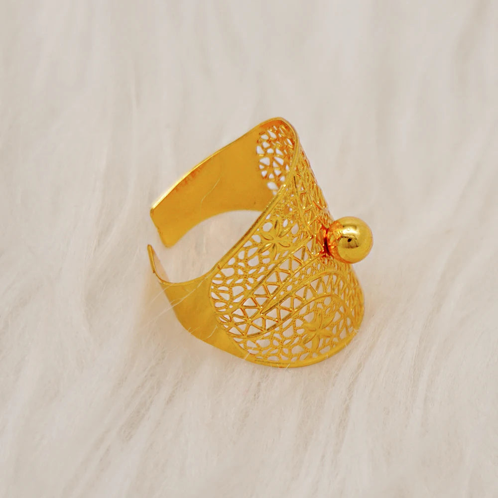 Bracciale color oro Dubai con anello per donna Bracciale con polsino a catena con ciondoli Bracciale indiano Arabo Francia Regali di gioielli da sposa