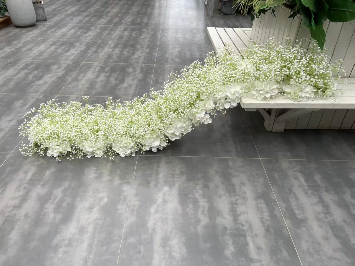 Custom Artificial Flowers Strips Arrangement Event Backdrop Arch Decor Wall Hanging Floral Row Table Sofa Runner Wedding Props