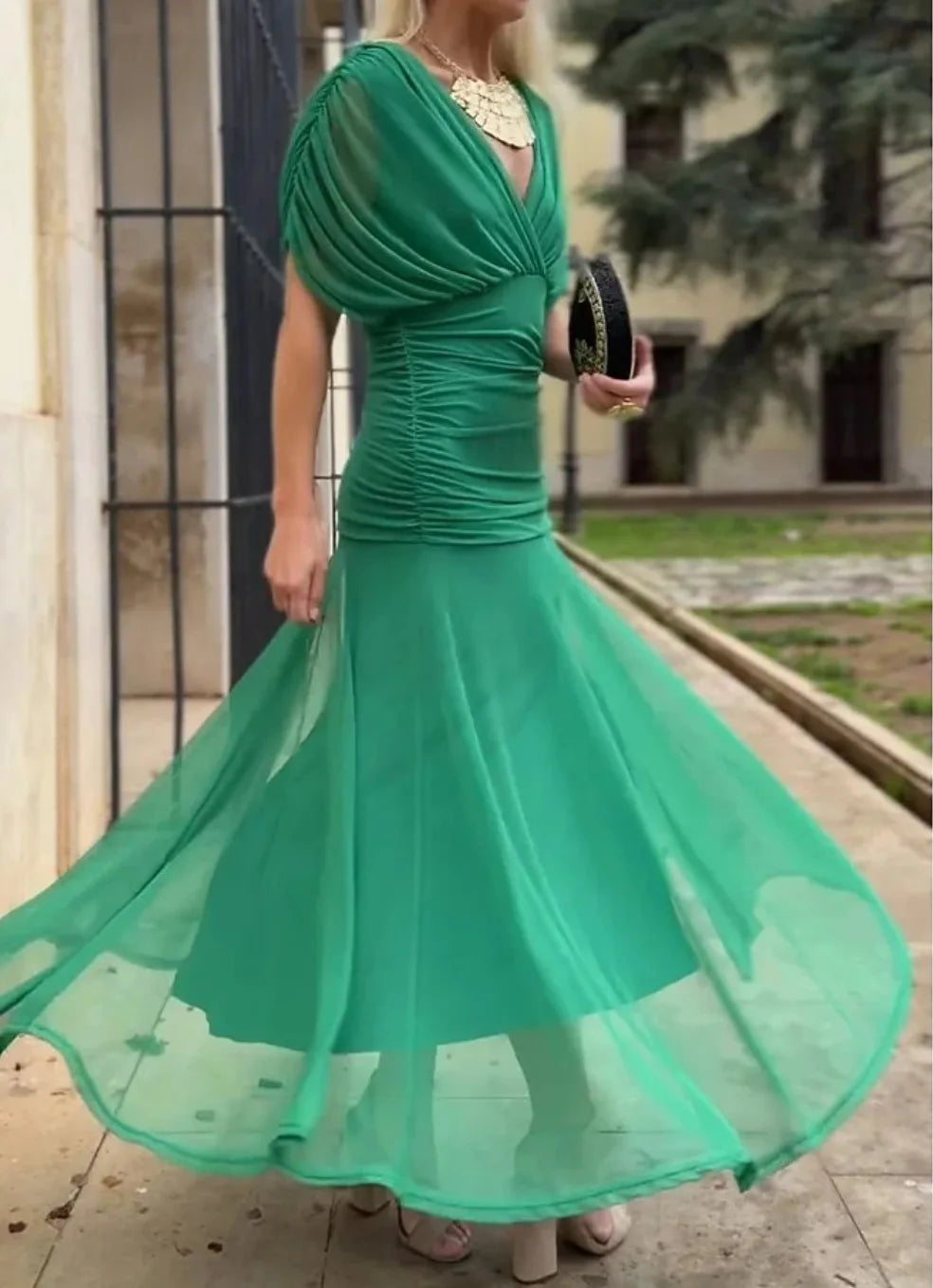 Abito Midi Estivo da Donna con Stampa in Rete e Spalline Sottili, Casual per Feste, Taglie EU e US