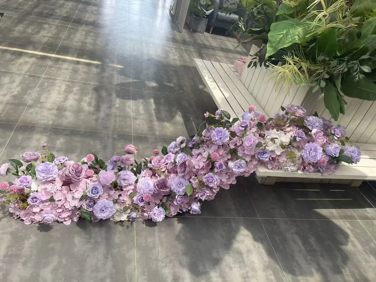 Custom Artificial Flowers Strips Arrangement Event Backdrop Arch Decor Wall Hanging Floral Row Table Sofa Runner Wedding Props