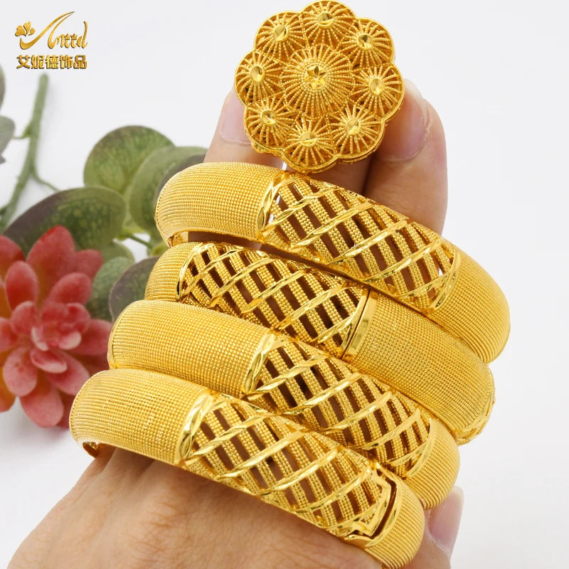 ANIID Bracciale con ciondoli da donna Bracciale in oro 24 carati Gioielli con fiori di Dubai Marchio di gioielli hawaiani etiopi di design africano