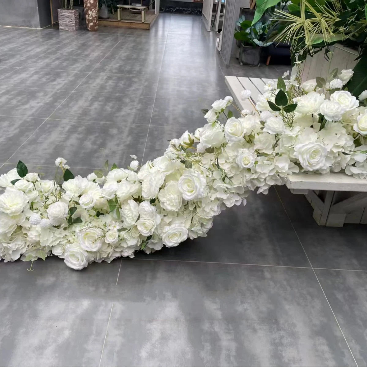Custom Artificial Flowers Strips Arrangement Event Backdrop Arch Decor Wall Hanging Floral Row Table Sofa Runner Wedding Props