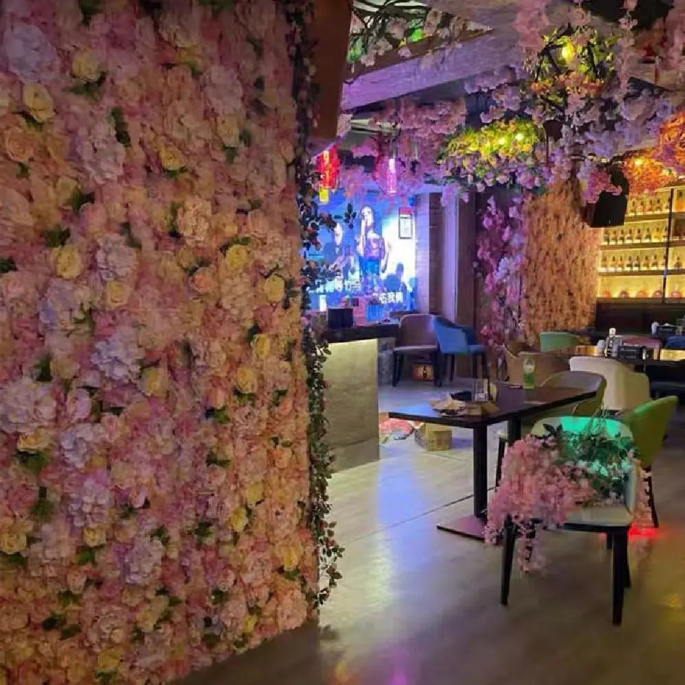 Handmade Artificial Flower Wall Panels Realistic Romantic Wedding Wall Backdrop Easy To Install 60X40cm Plastic 3D Floral Wall