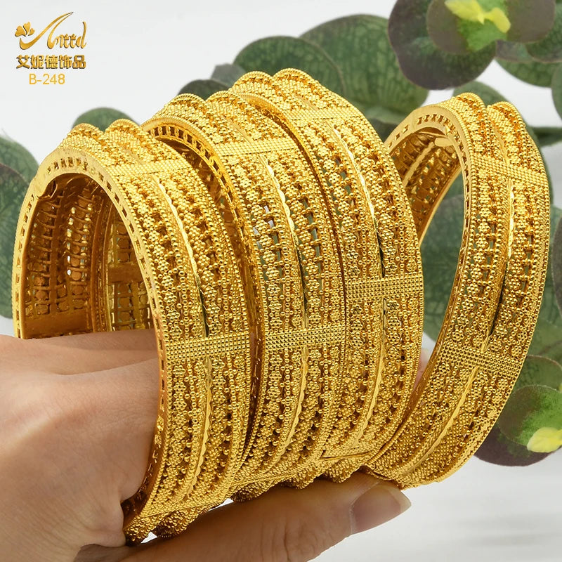 ANIID Luxury Dubai braccialetti Color oro per le donne braccialetti africani indiani placcati in oro 24 carati Charm Wedding gioielli arabi etiopi