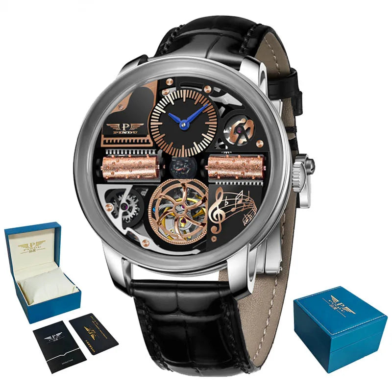 PINDU Design Nuovi orologi di lusso da uomo Business Fashion Orologi da polso meccanici automatici Orologio da uomo impermeabile Reloj Hombre P6655