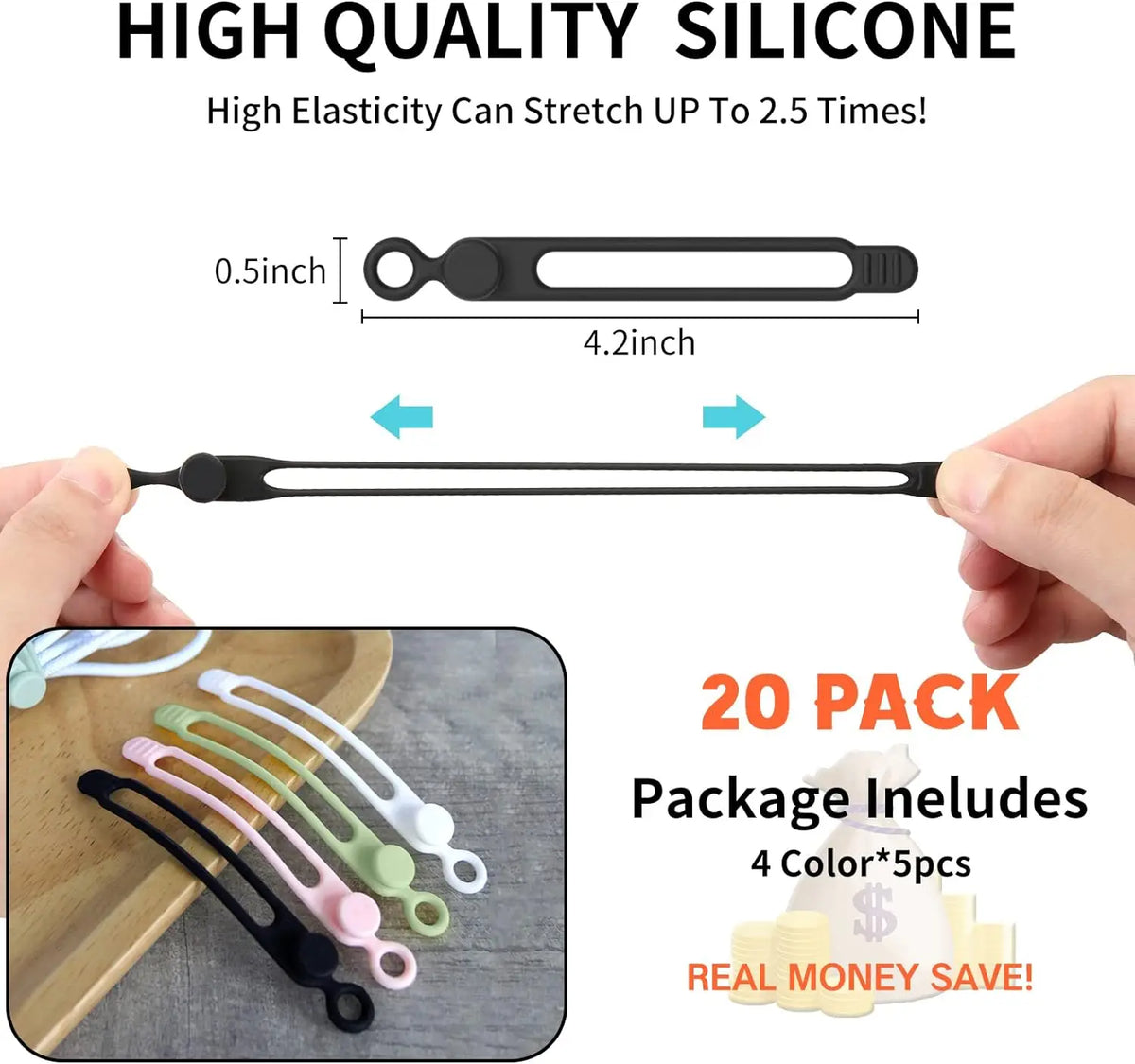 Fascette Fermacavi Riutilizzabili in Silicone
