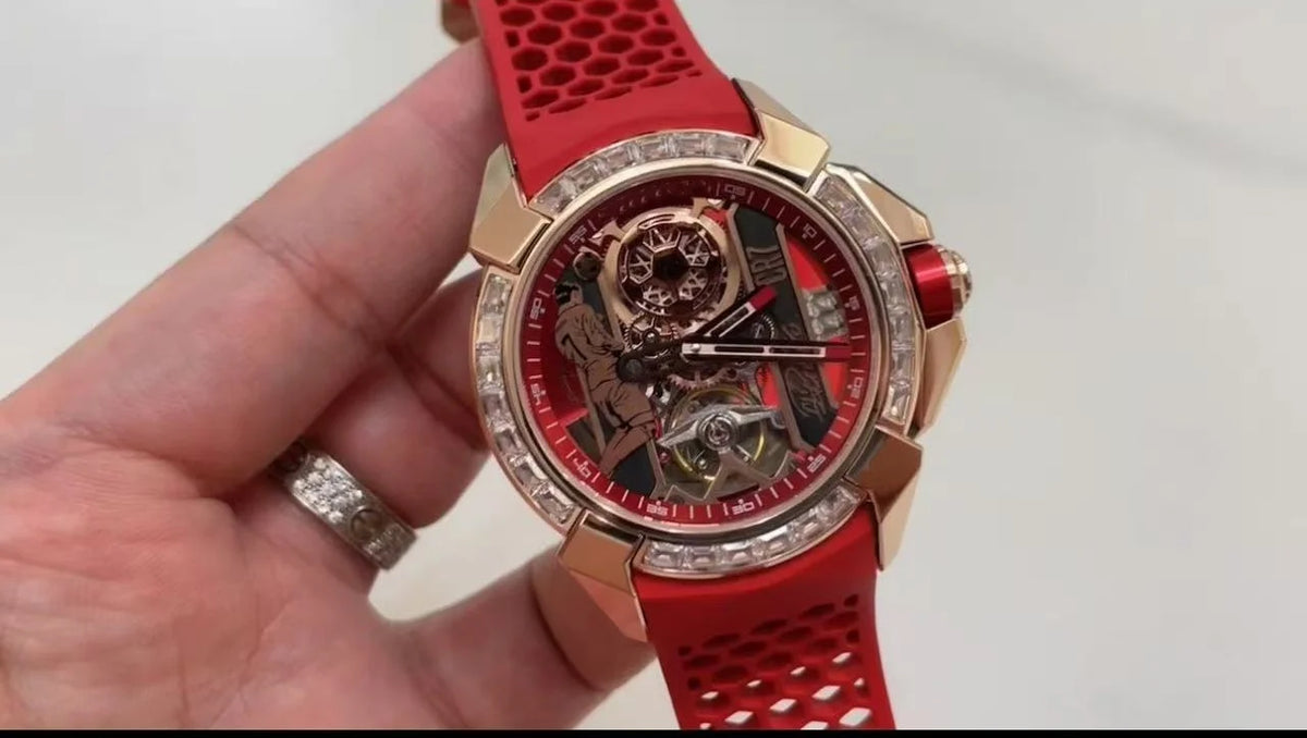 Orologio Meccanico Automatico Sportivo con Quadrante Scheletrato, Ghiera Verde e Cinturino in Silicone