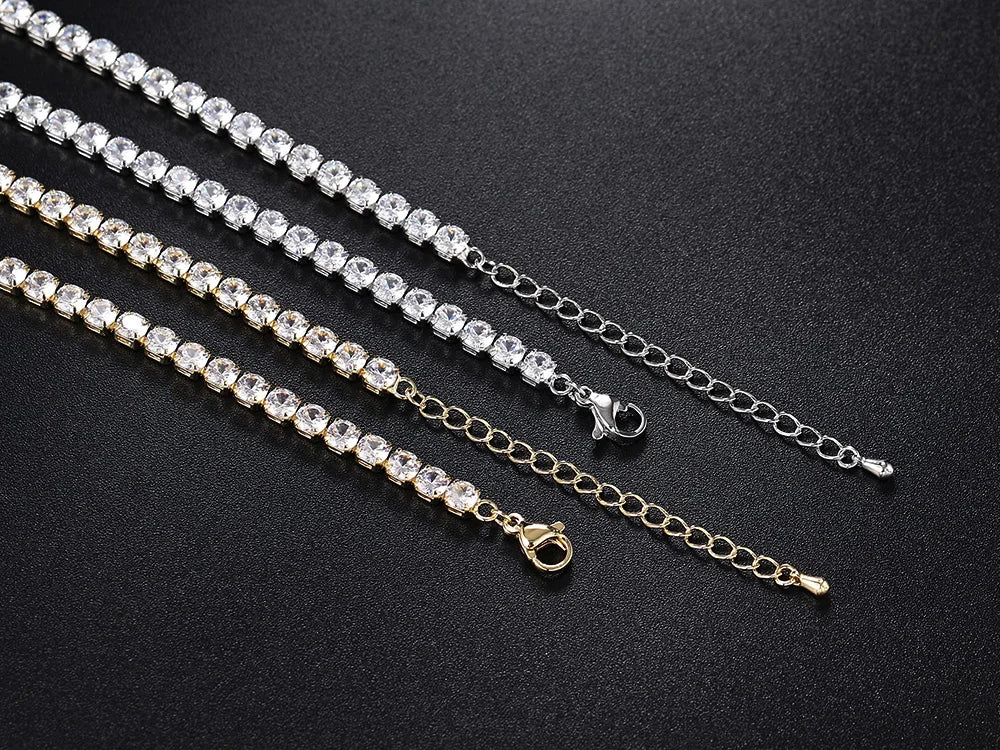 Collana girocollo semplice ghiacciata da tennis CZ per donna uomo catena corta in cristallo sul collo accessori tendenza Hip Hop gioielli OHN016