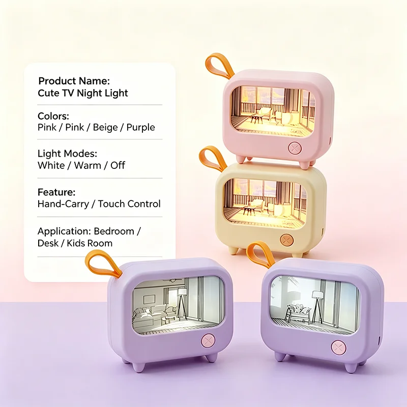 TV Painting Night Light Led Cute Child Learning Table Lamp Room Home Decoration Atmosphere Lighting Mini Desktop Birthday Gift