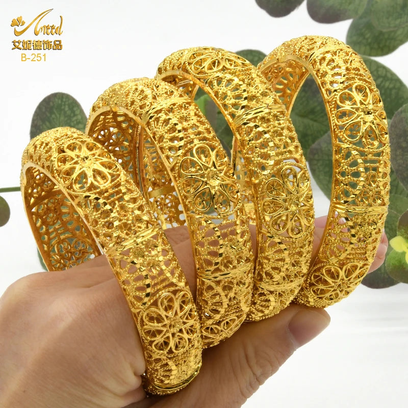 Braccialetti donna africana Dubai Color oro 24k bracciale gioielli indiani per le donne braccialetti arabi con ciondoli da sposa marchio di lusso