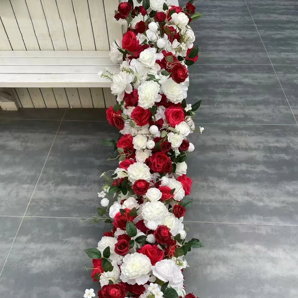 Custom Artificial Flowers Strips Arrangement Event Backdrop Arch Decor Wall Hanging Floral Row Table Sofa Runner Wedding Props