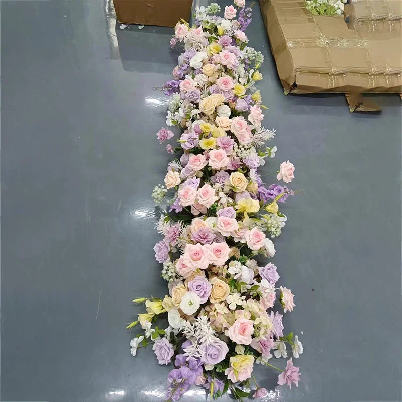 5D Luxury Artificial Flowers Wedding Decoration Table Long Runner Flower Row Floral Backdrop Arrangement Wall Arch Decor Props