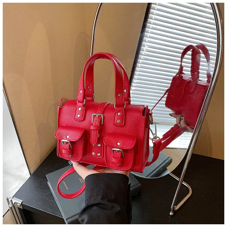 Borsa a Tracolla Stile Retrò Europeo e Americano, Borsa a Spalla Singola con Motivo Lychee, Borsa Messenger da Donna
