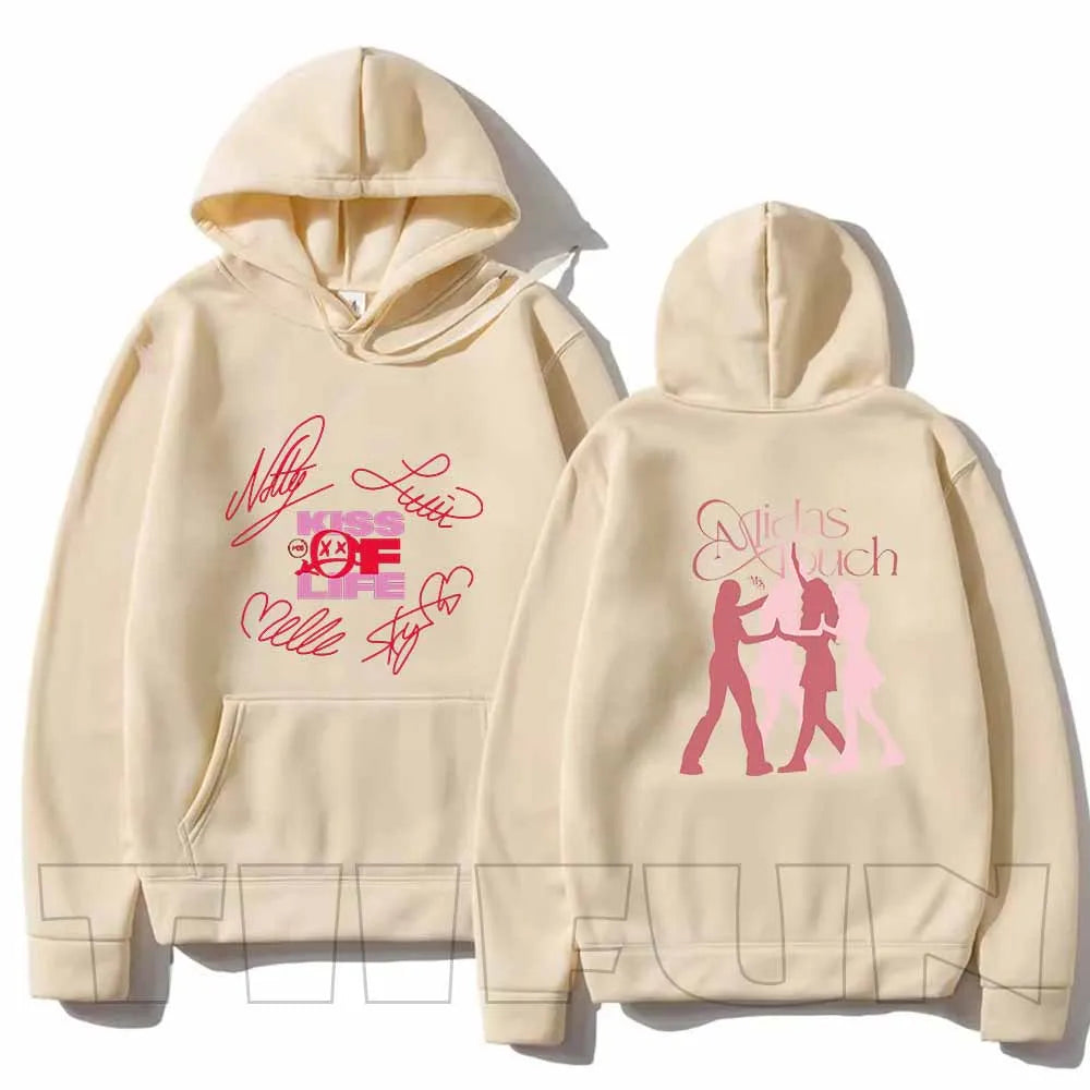 2025 Kiss Of Life Midas Touch Felpe con cappuccio retrò Moda Streetwear Pullover con cappuccio Grafica Sportwear Felpe casual Top