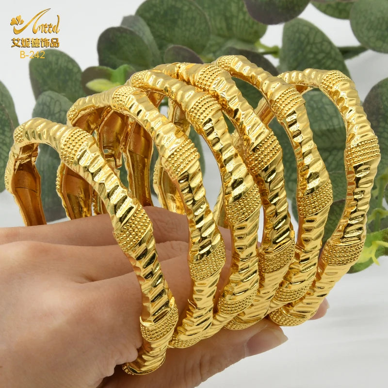 Braccialetti donna africana Dubai Color oro 24k bracciale gioielli indiani per le donne braccialetti arabi con ciondoli da sposa marchio di lusso