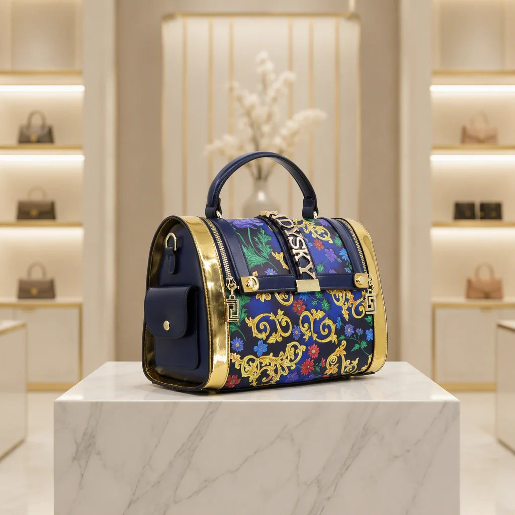Borsa da donna con stampa di fiori e piante alla moda Borsa da donna con cuscino con cuciture intelligenti Borsa da donna di grande volume Borsa a spalla singola