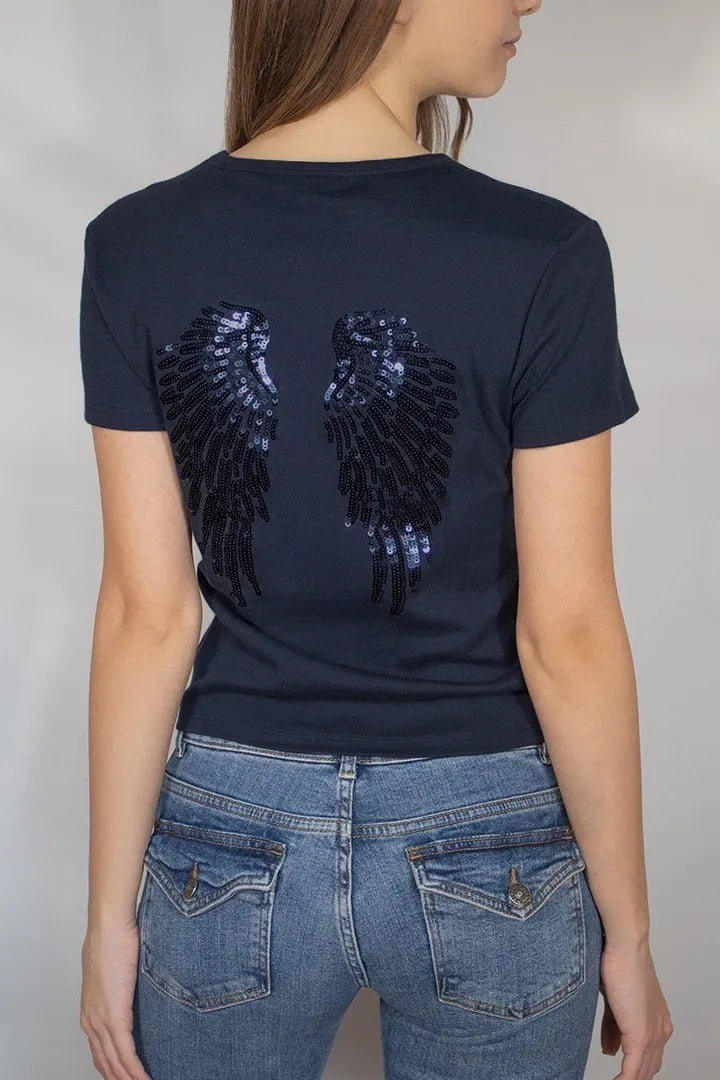 Felpe con Cappuccio da Donna con Stampa Ali d'Angelo in Paillettes, Maniche Lunghe, Tinta Unita, Stile Casual, Nuova Collezione 2025, Abbigliamento Streetwear Y2k