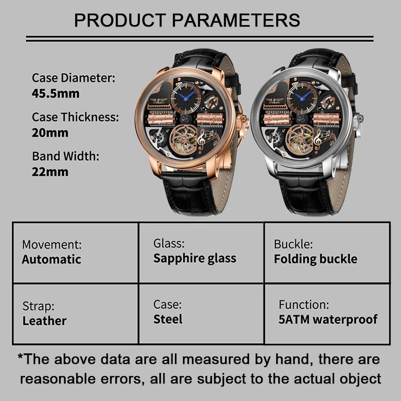PINDU Design Nuovi orologi di lusso da uomo Business Fashion Orologi da polso meccanici automatici Orologio da uomo impermeabile Reloj Hombre P6655