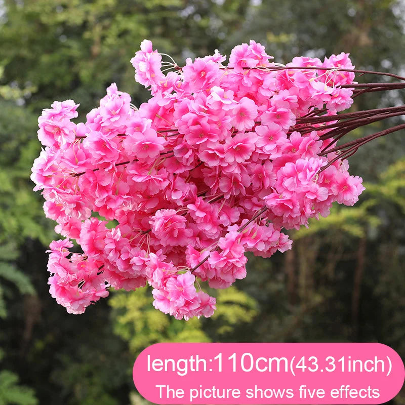 Artificial Cherry Branches Three Pronged Encrypted Peach Cherry Blossom Branch Wedding Arch Activity Living Room Home Decoration