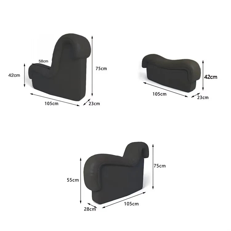 Modern minimalist serpentine modular sofa, suitable for villa living rooms and large apartments