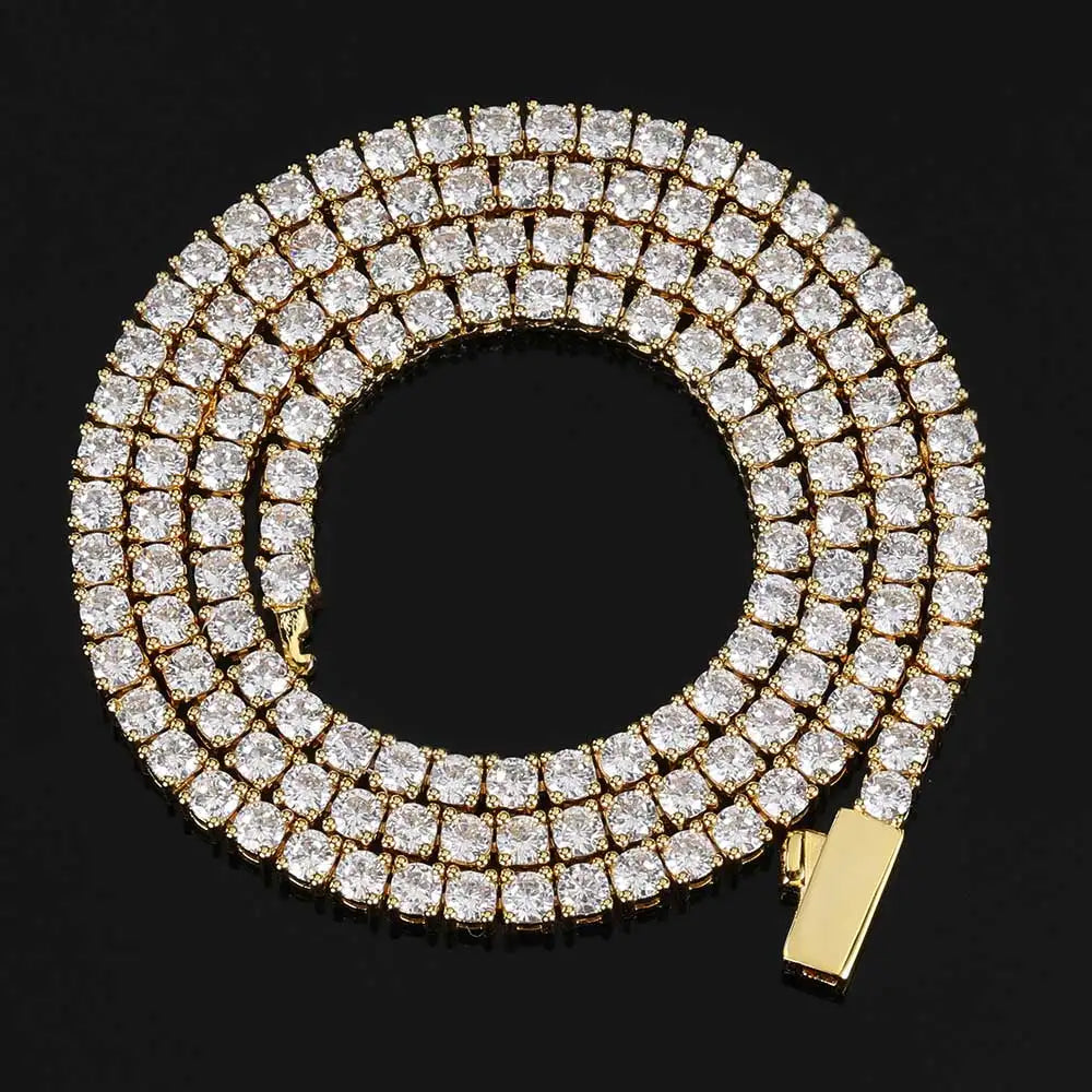 3mm 4mm 5mm 1 fila catena da tennis zircone bling materiale in rame collana hip hop uomo e donna gioielli ghiacciati nome inciso gratuito
