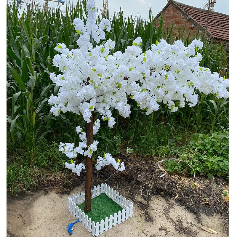 Romantic Simulation cherry tree double layer blooming cherry large plant cafe hotel shopping mall floor Decor props fake tree