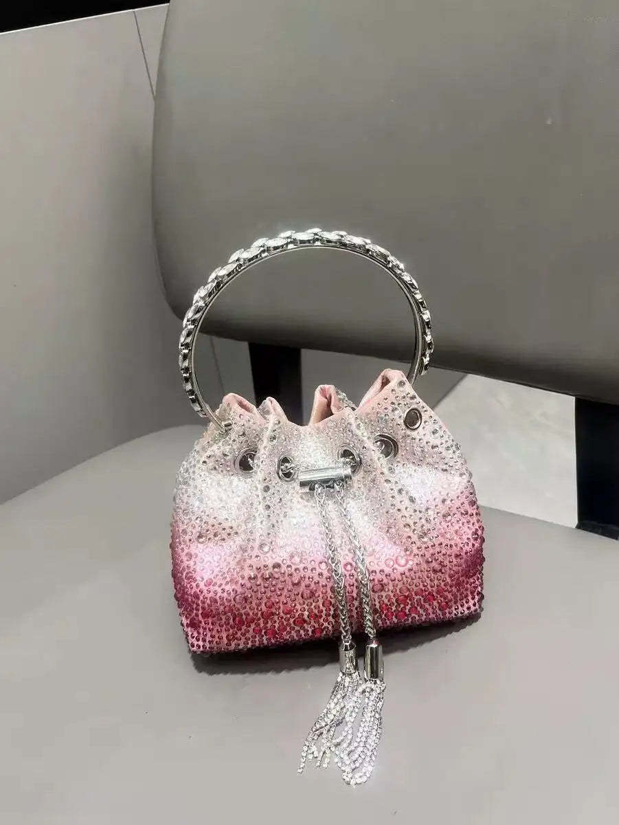 Borsa da donna di design di lusso Borsa con pochette con diamanti lucidi glitterati Borsa per banchetti per feste di nozze Borsa da sera con strass di cristallo