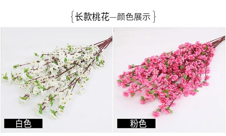 Adornos de melocotón artificiales para sala de estar, decoración de paisajismo de árbol falso de 65 cm, decoración de festival de flores falsas flexibles