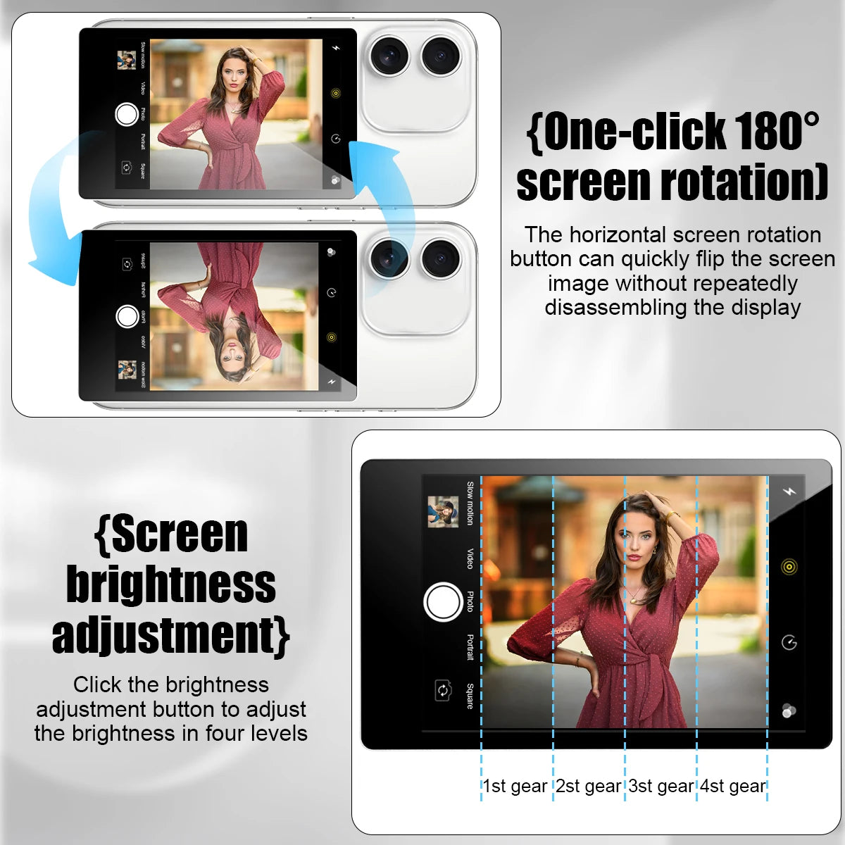 Wireless Vlog Mobile Magnetic Selfie Screen Using Phone Rear Camera for Selfie Vlog or Live Stream Compatible.
