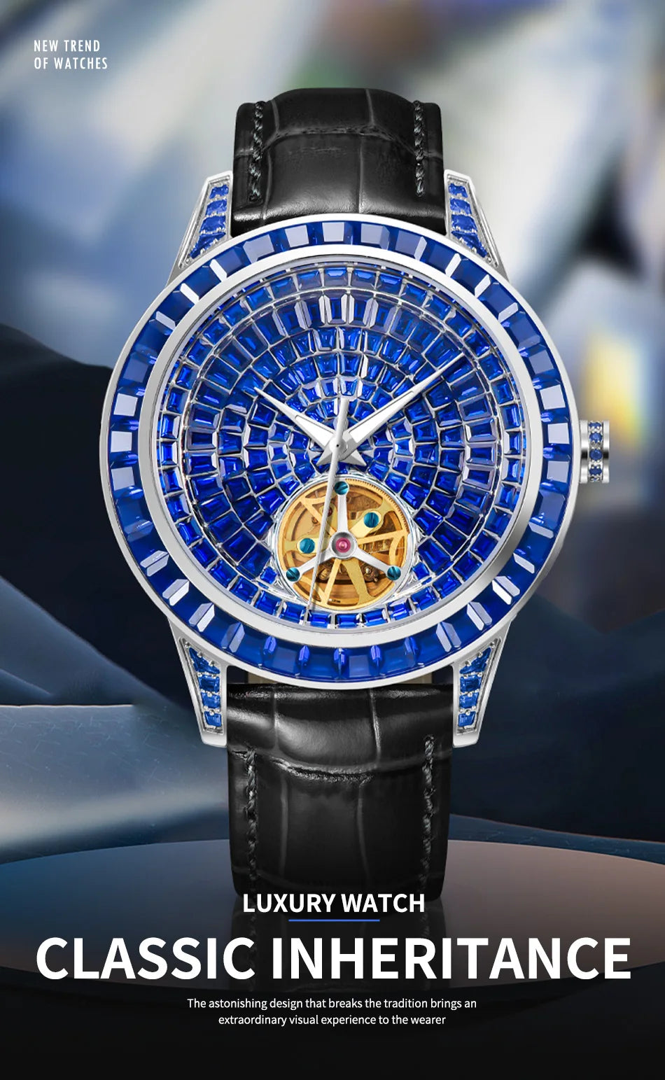 PINDU Design NUOVO Orologio Meccanico da Uomo 42MM con Quadrante Diamantato, Acciaio Inossidabile, Impermeabile, Automatico, Lusso di Alta Gamma