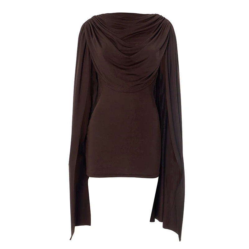 Strano gatto scialle patchwork abito da donna increspato elegante o-collo skinny senza maniche vacanza tendenza moda casual semplice mini aderente