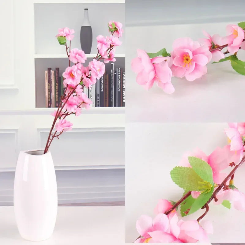 Artificial Peach Blossom 65cm Branch Spring Plum Cherry Blossom Silk Flower Tree Decoration Home Wedding DIY Decoration