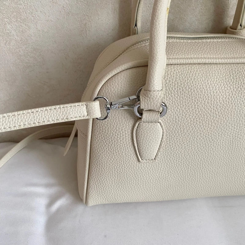 Borse a Mano Vsper Mini Bowling per Donna, in Pelle PU con Motivo Lychee, Borsa a Tracolla Monocolore, Borsa di Lusso Firmata